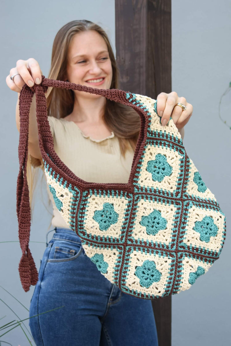 Crochet Kit - Tie Strap Granny Square Bag