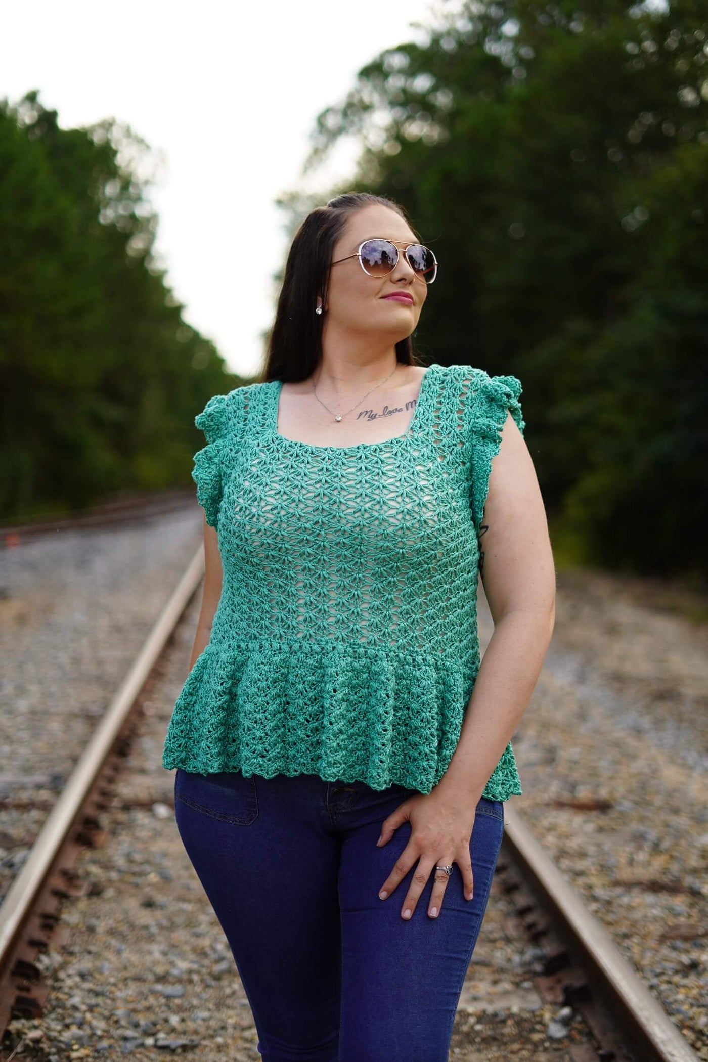 andmary Peplum crochet knit set up Peplum crochet knit set up