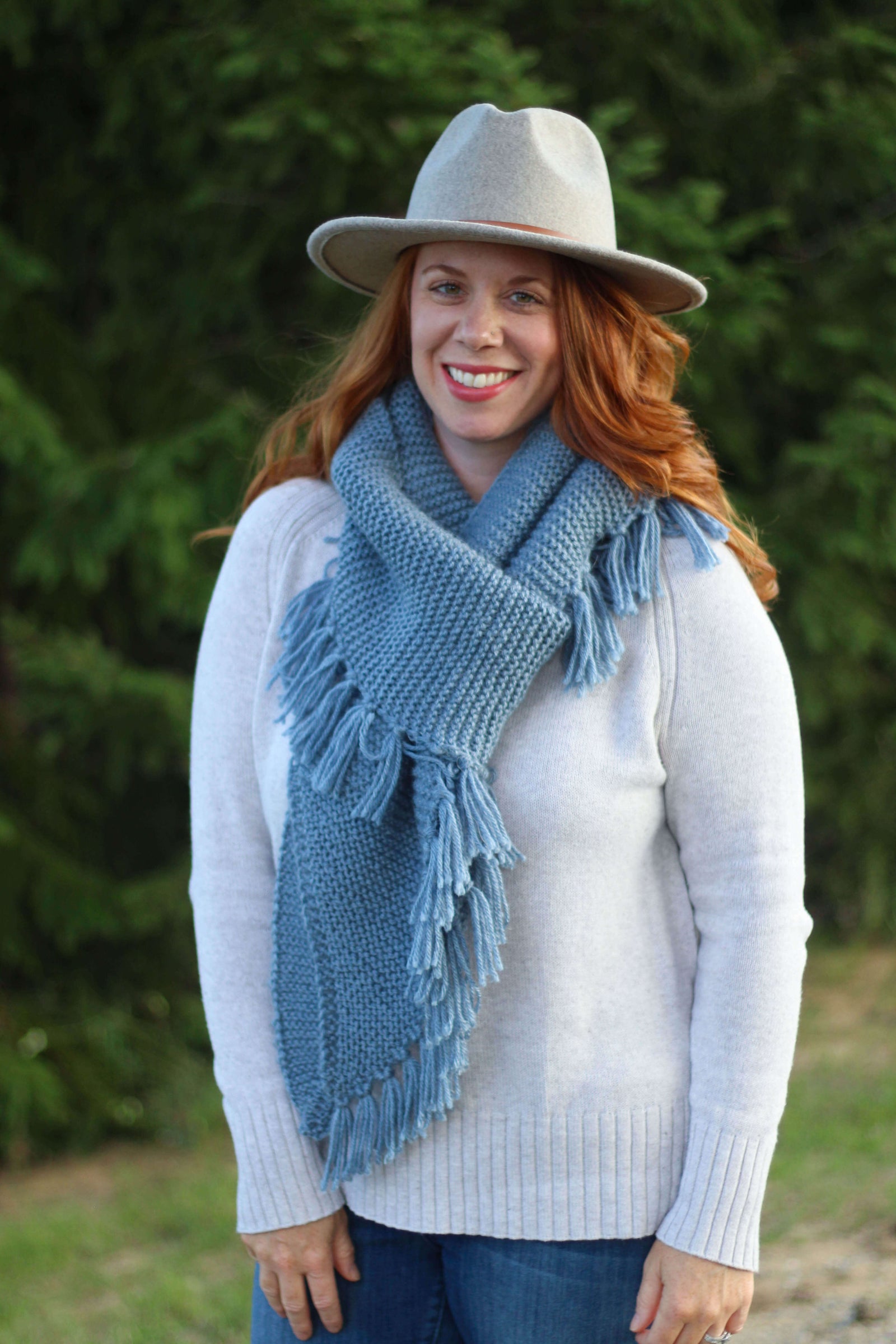 Hand Knits 2 Love Set Hat Shawl Fringe Designer Free Easy Bernat City Chic Knit Hat and Scarf Set​ Pattern  main image 2