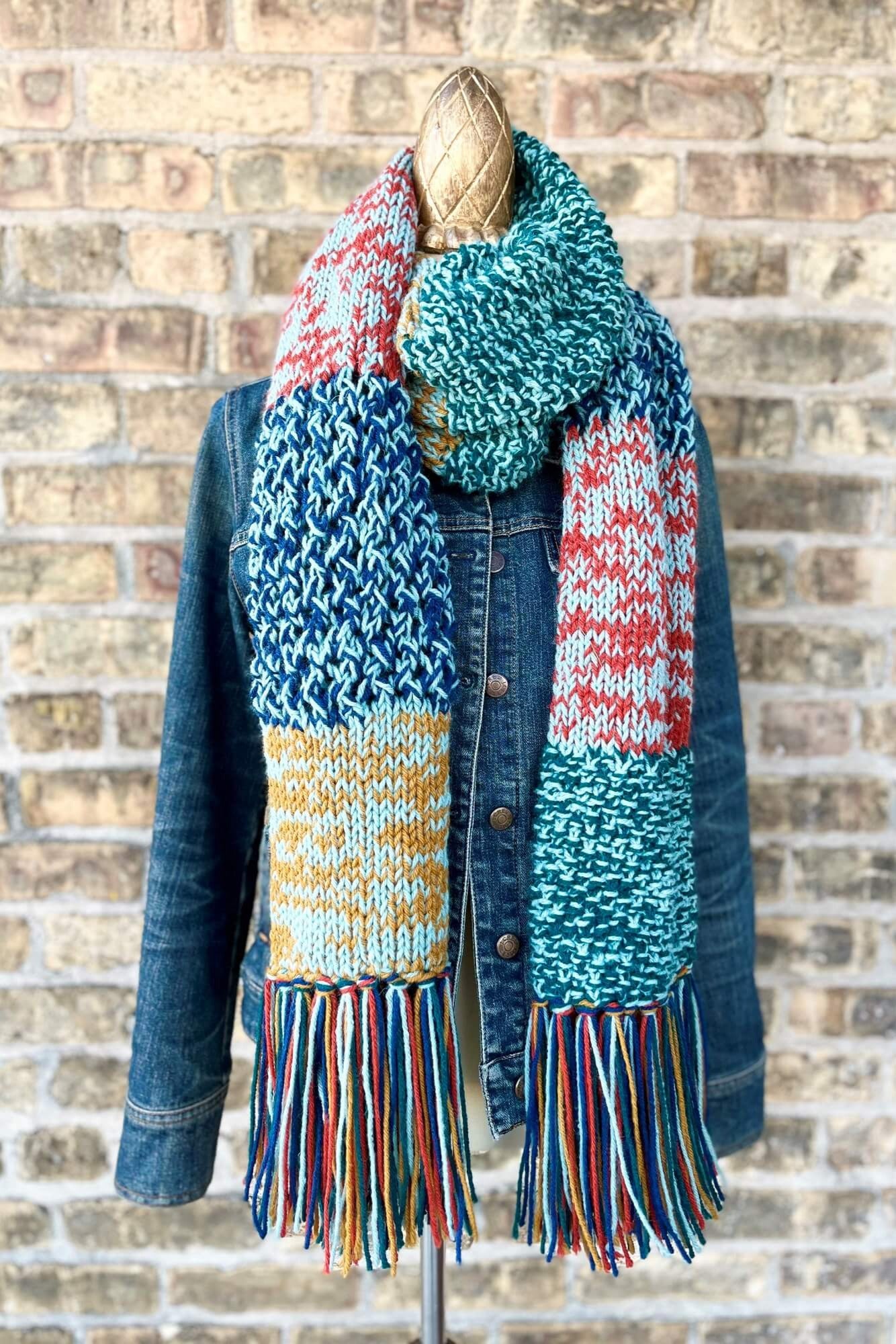 NKNIT mix stripe big KNIT scarf