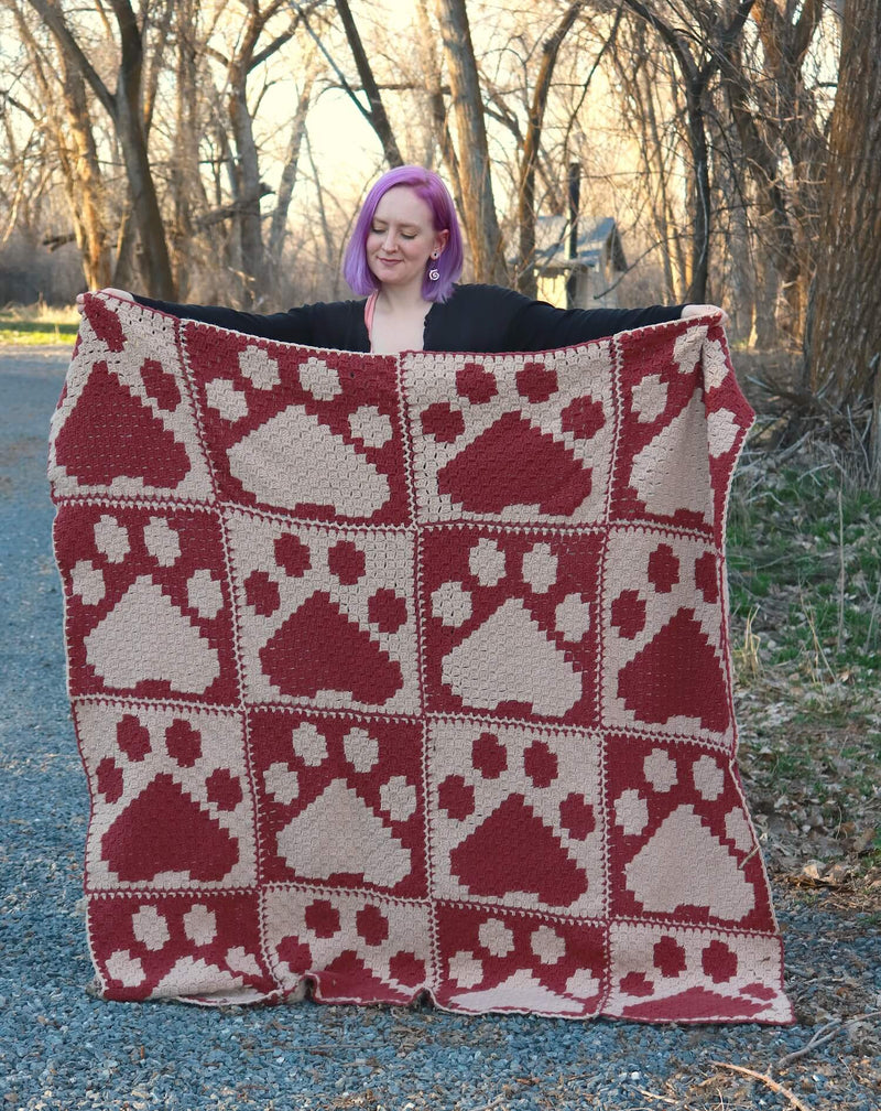 Crochet Kit - Cute Paw Print C2C Blanket