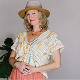 Woman wearing tee shirt made with 24/7 DK yarn  thumbnail