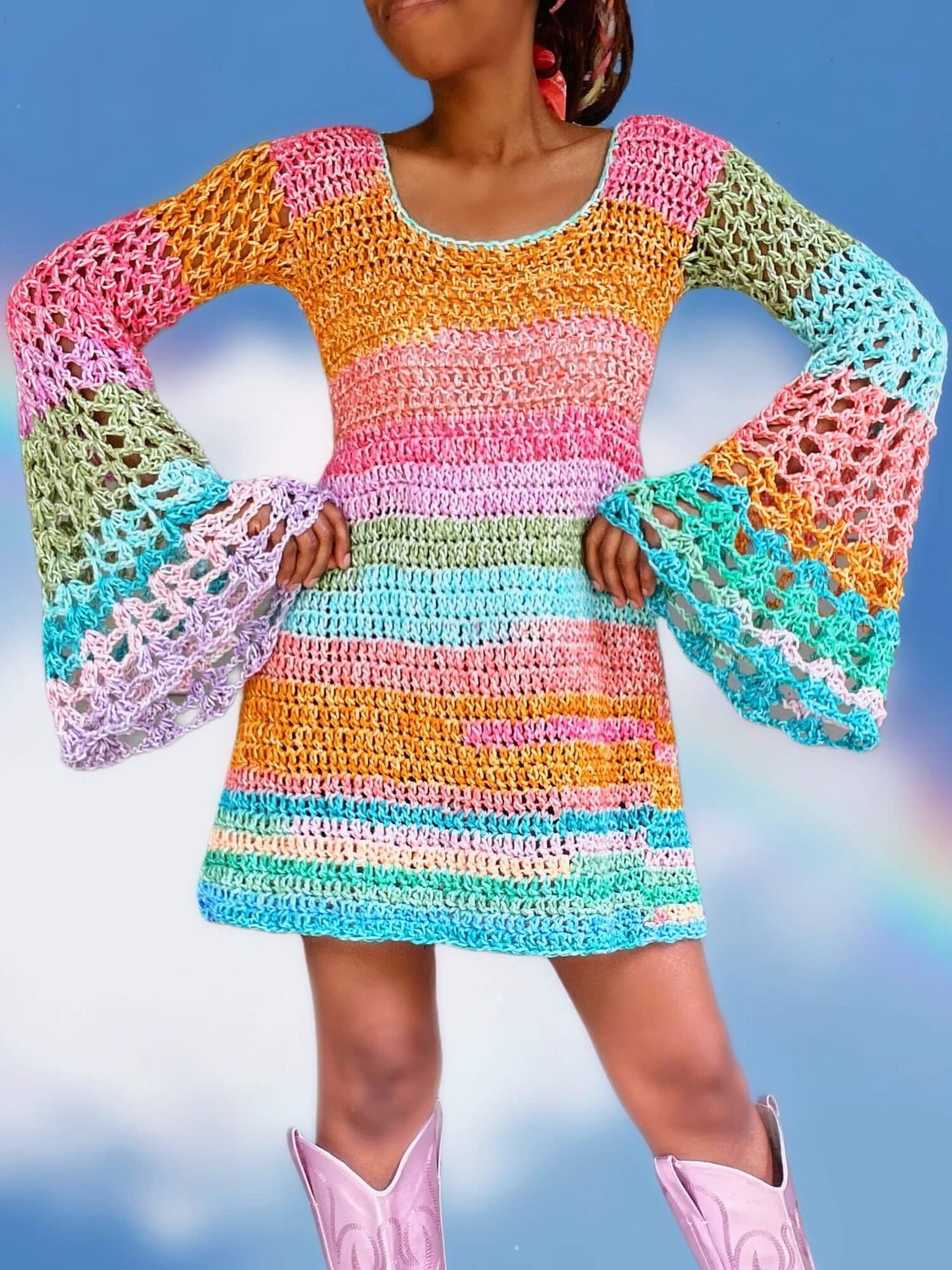 ワンピース Ribbon crochet knit dress AM1490 ANDMARY】Ribbon crochet knit dress