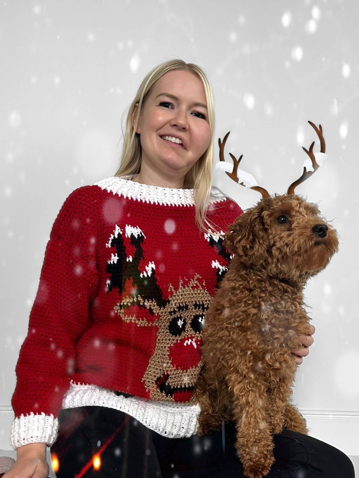 新品定価69300円　アルチビオ　リス柄カシミヤ100%ニット Crochet Kit - Reindeer Christmas Sweater – Lion Brand Yarn