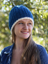 Close up of crochet beanie with wavy texture.  thumbnail