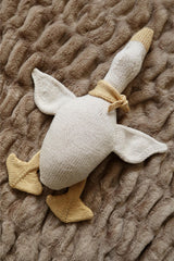 Knit goose toy in cream and butter yellow, with tiny neck scarf.  thumbnail