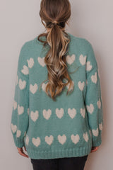 Back view of sweater, showing drop shoulder construction.  thumbnail