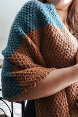 Close up of textured knit stitch on large wrap scarf.  thumbnail