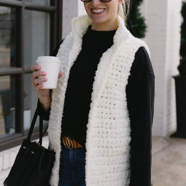 Crochet Kit - Cozy Collared Vest – Lion Brand Yarn