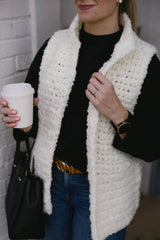 Close up of open fronted vest, showing slightly loose gauge.  thumbnail