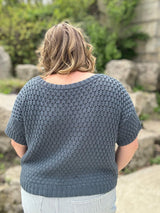Back view of knit textured t-shirt.  thumbnail