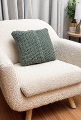 Back view of pillow showing overlapping envelope opening.  thumbnail