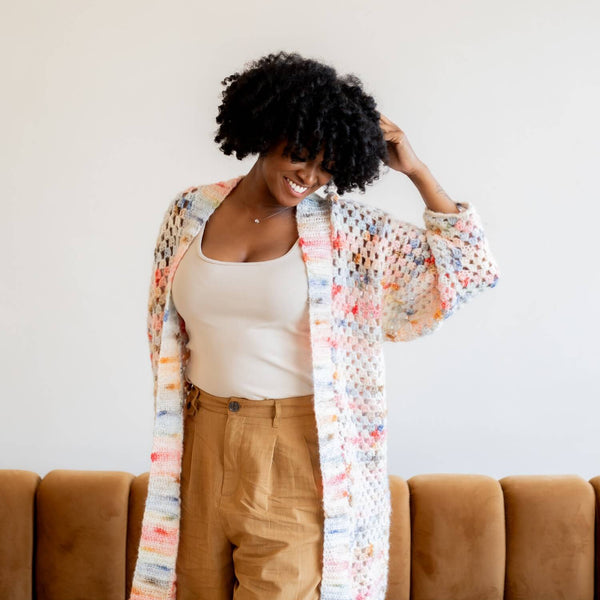 トップス Pois double mesh cardigan 2026 Crochet Kit - Dutchess Cardigan – Lion Brand Yarn