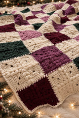 Close up of crochet squares showing puff texture.  thumbnail