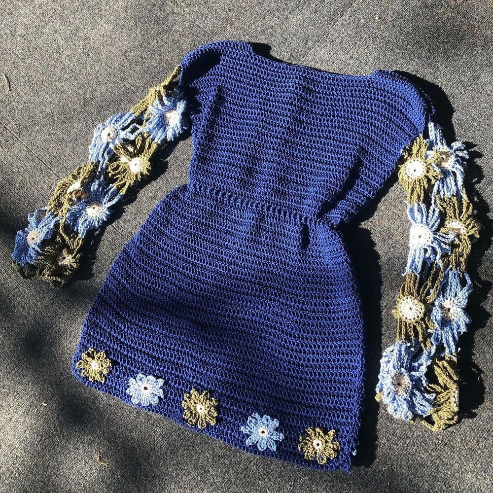 white christmas dresses Bydee Nammos Crochet Mini Dress in Zesti, Size XL