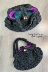 crocheted hobo handbag with a button closure thumbnail