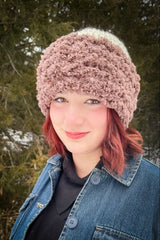 Sherpa beanie hat on woman thumbnail