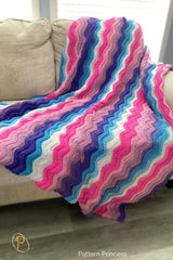 Wavy Ripple Blanket: Berry Bliss Throw (Crochet) thumbnail