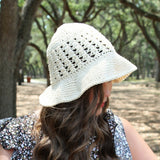 Crochet Hat Worn By A Woman thumbnail