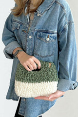 woman holding two tone sherpa bag thumbnail