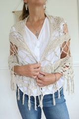 Crochet Shawl Worn By A Woman thumbnail