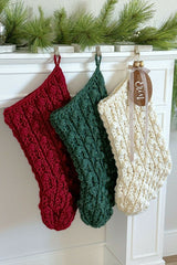 Red, green, white Christmas stockings thumbnail