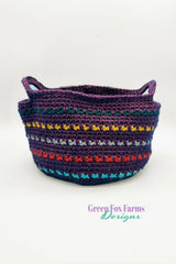 purple crochet bag with colorful design pattern thumbnail