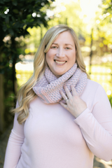 Crochet Cowl Worn By A Woman thumbnail
