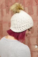 White hat with pom thumbnail