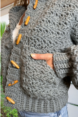 Crochet Hoodie Worn By A Woman thumbnail