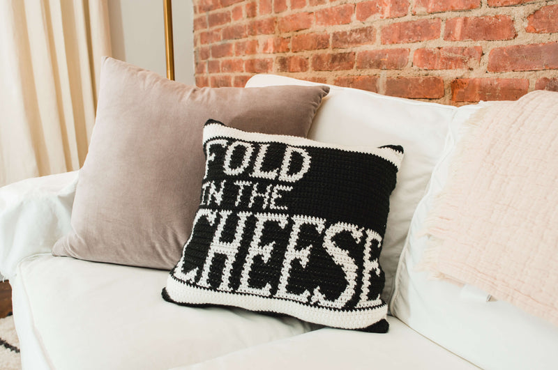 Fold In The Cheese Crochet Pillow
