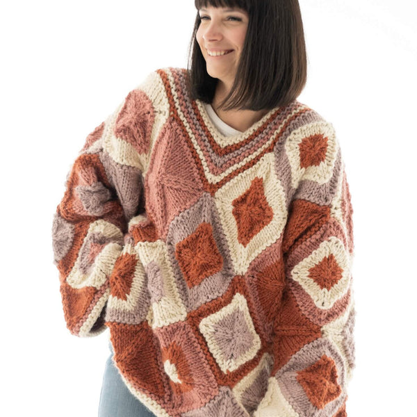 Patchwork Sweater (Knit) – Lion Brand Yarn