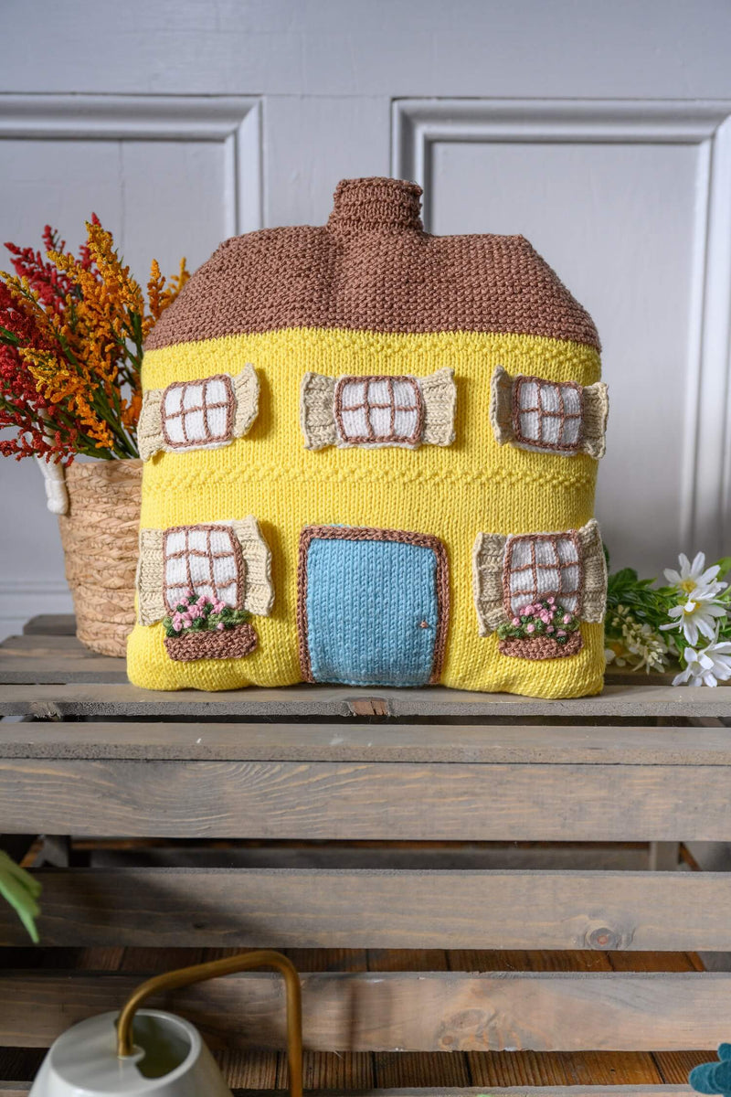 Cozy Yellow House Pillow (Knit)