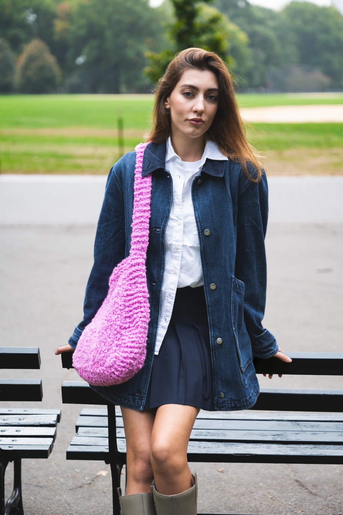 おさる　y.a.r.n. original shoulder bag Vintage The Sak Purse Crochet Knit Woven Shoulder Bag Tote