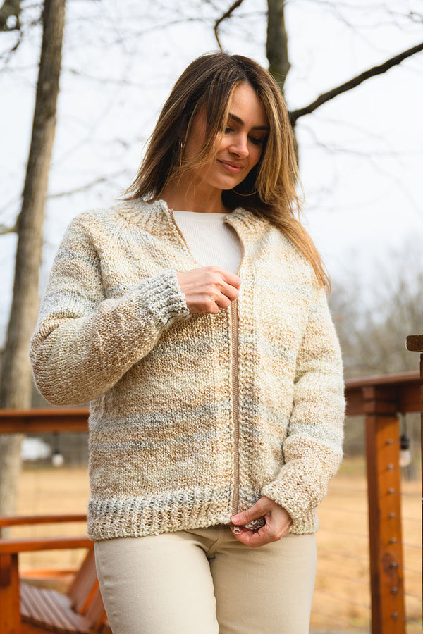 Zip Front Neck Down Cardigan