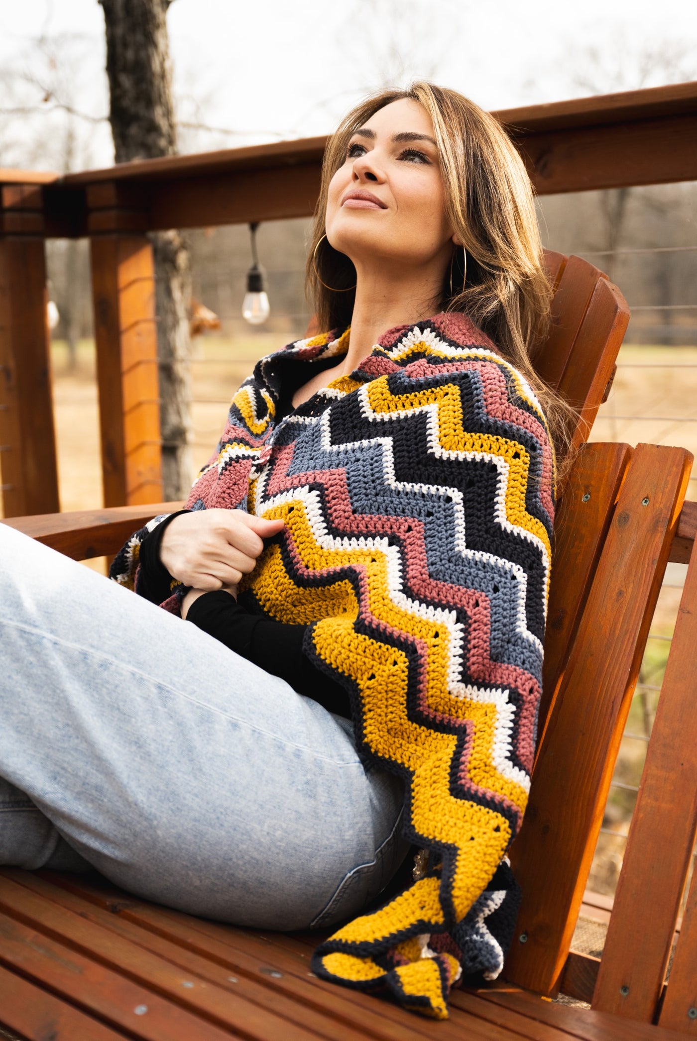 Crochet Kit - Chevron Throw with 2 Bonus Patterns  Lion Brand Yarn
