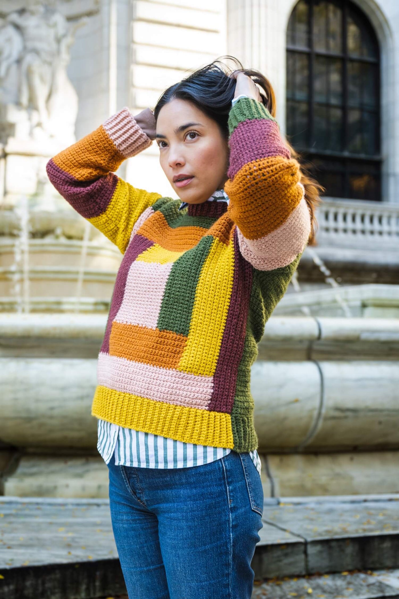Crochet Kit - Log Cabin Pullover – Lion Brand Yarn