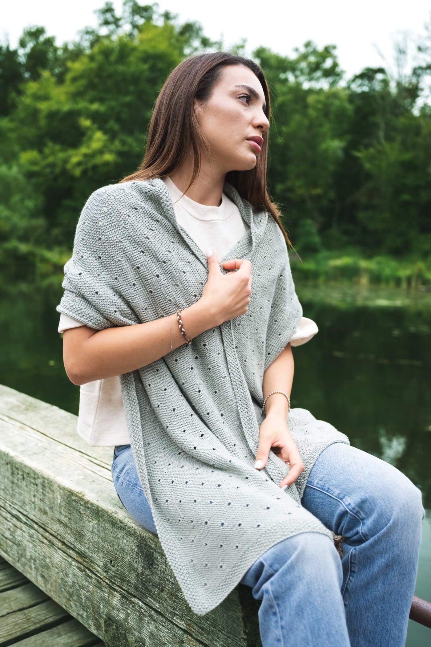 Simple Eyelet Shawl (Knit) – Lion Brand Yarn