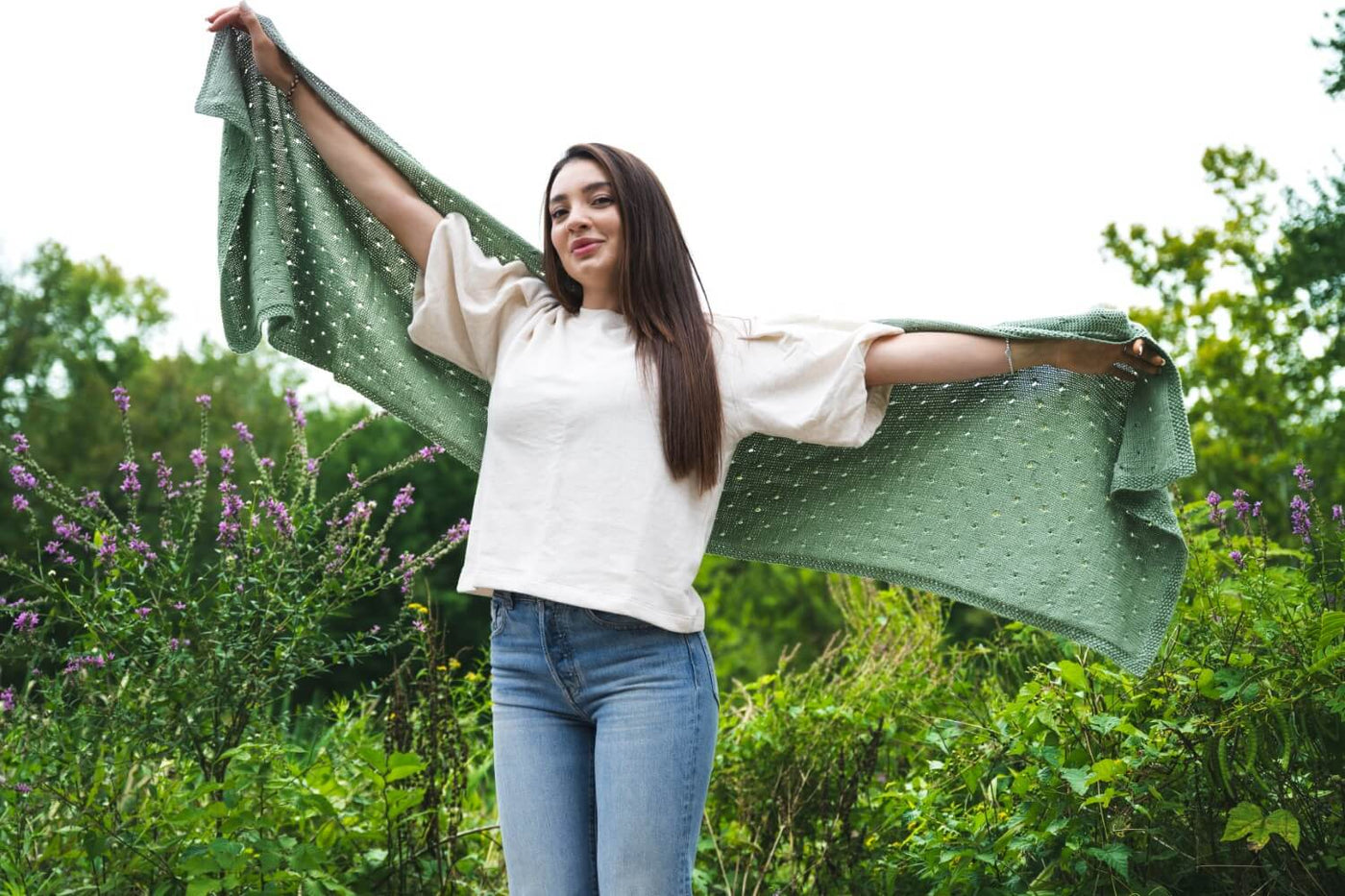 Simple Eyelet Shawl (Knit) – Lion Brand Yarn
