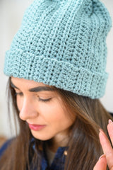 Blue crochet hat thumbnail