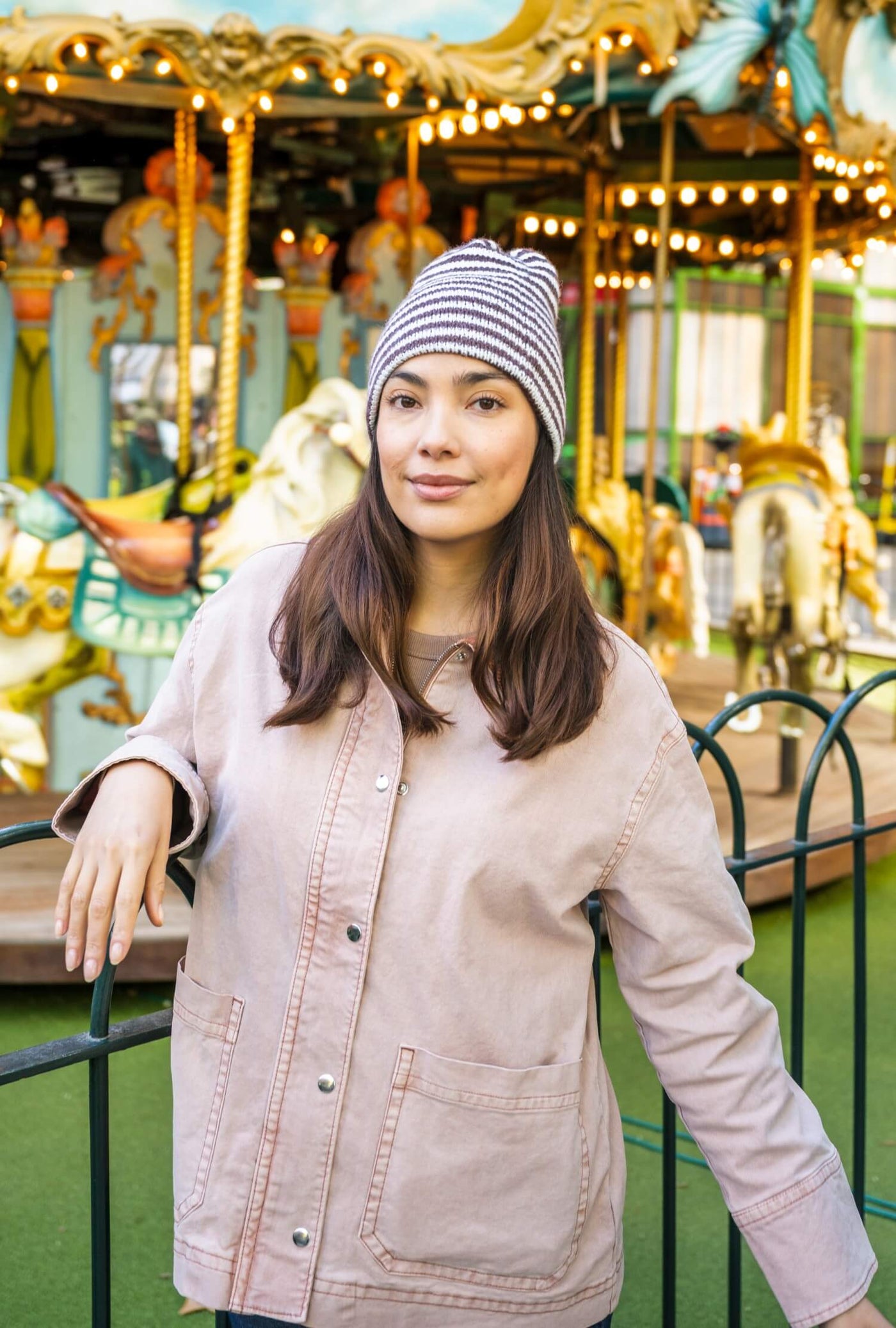 Cozy Striped Beanie (Knit) – Lion Brand Yarn