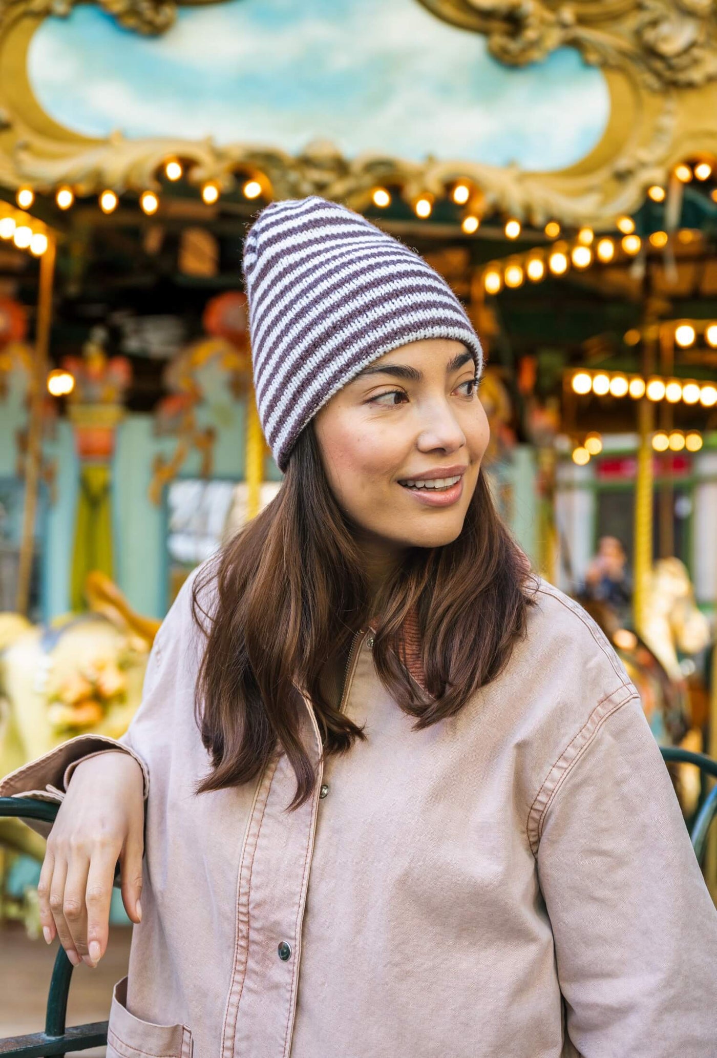 Cozy Striped Beanie (Knit) – Lion Brand Yarn