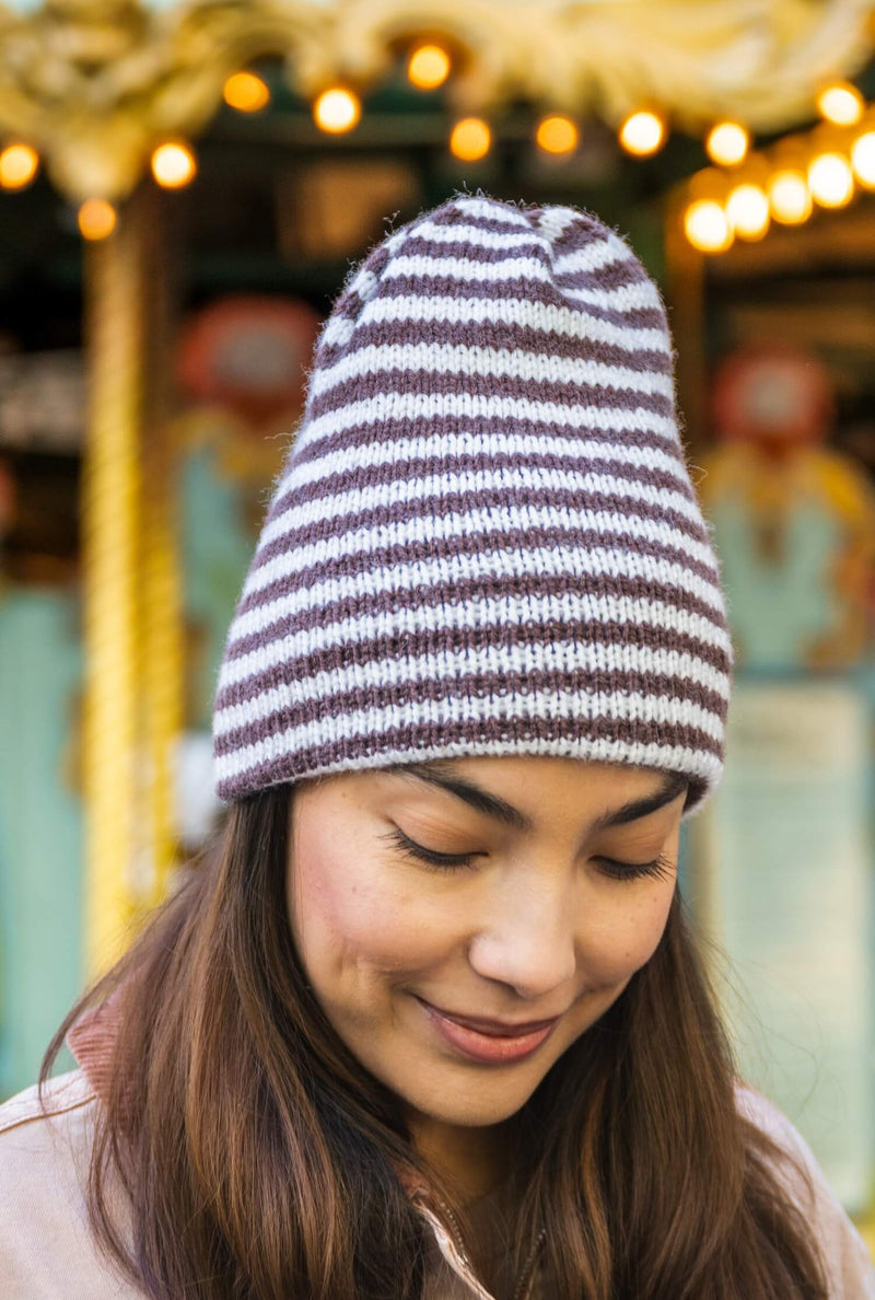 Cozy Striped Beanie (Knit) – Lion Brand Yarn