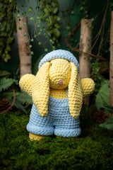 Crochet toy clothing on a bunny thumbnail