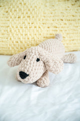 Relaxed pup stuffed animal made with Cover story yarn thumbnail