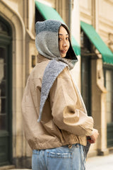 side view of hooded scarf on woman thumbnail
