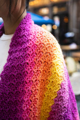 close up of colorful crochet shawl thumbnail