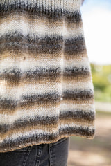 close-up of a brown and cream striped knit tank top thumbnail