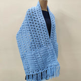 Easy Crochet Pocket Shawl Pattern, Pocket Scarf with Fringes, Womens Wrap, Crochet Cornflower Pocket Shawl (9) thumbnail
