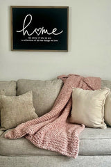 Pink knit throw thumbnail